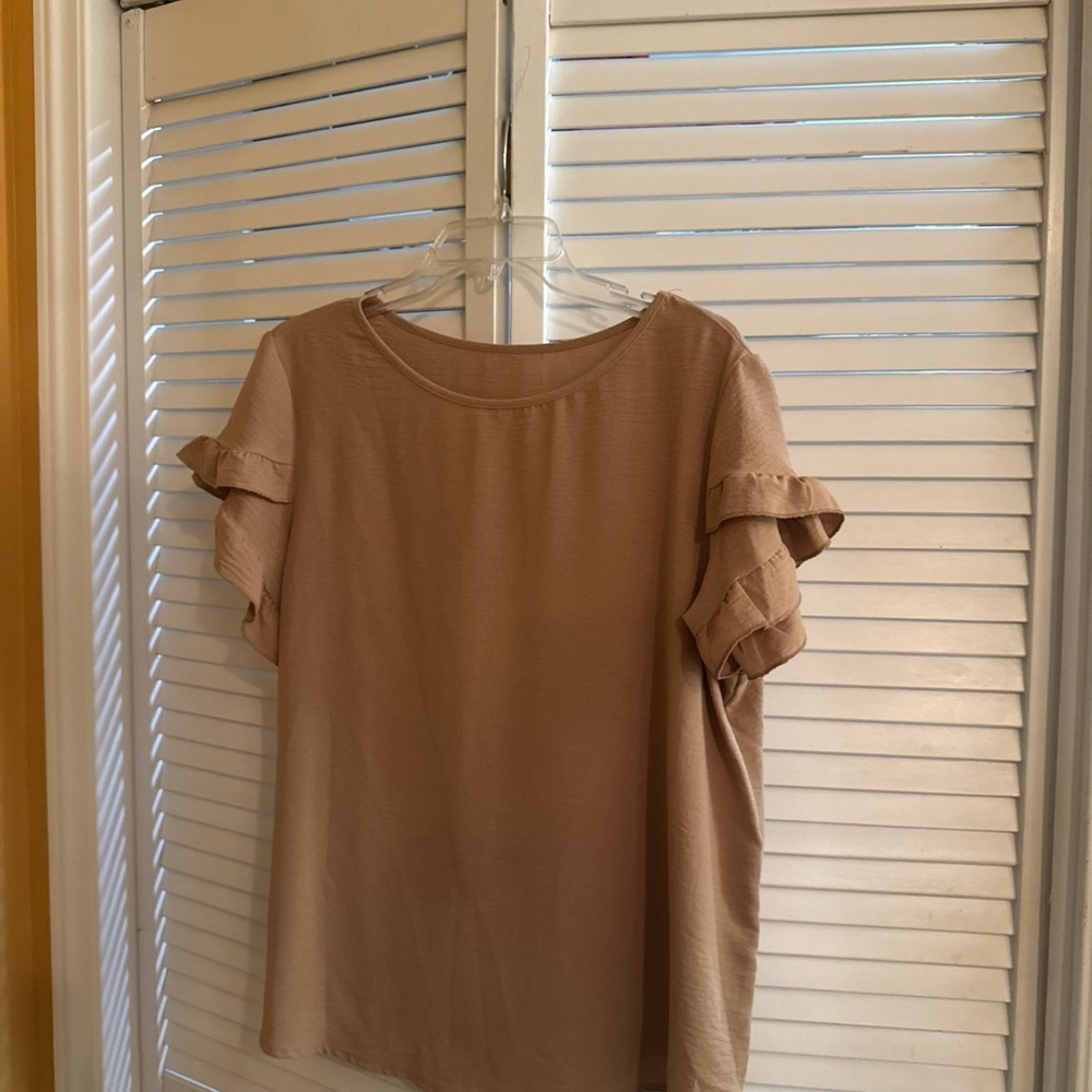 SHEIN Beige Ruffle Sleeve Blouse